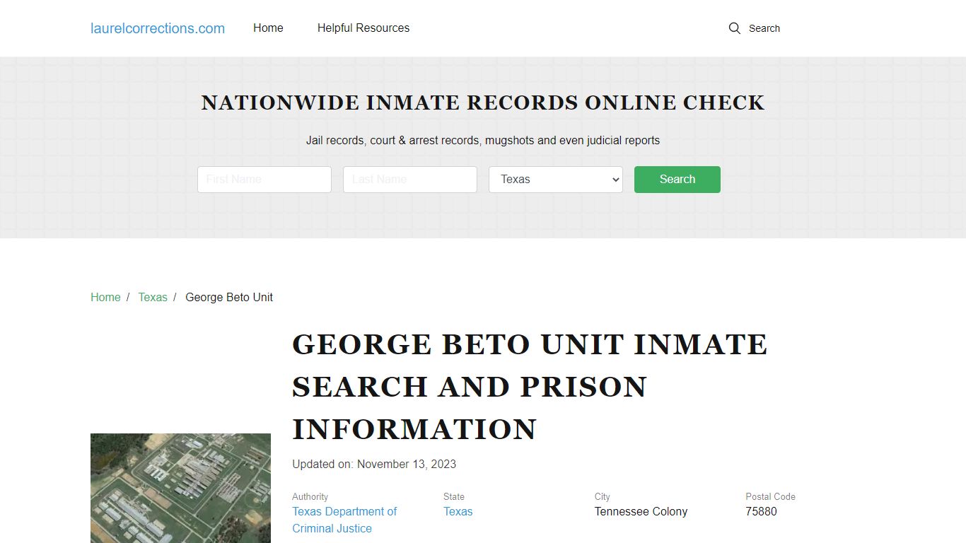 George Beto Unit Inmate Search, Visitation, Contacts